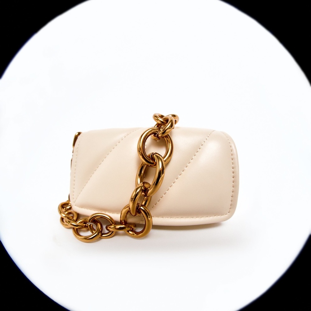 ZARA 6520/810 QUILTED LEATHER MINI BAG off white